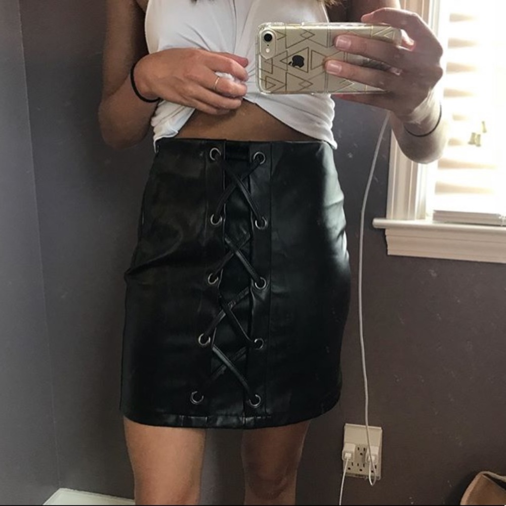 black leather skirt